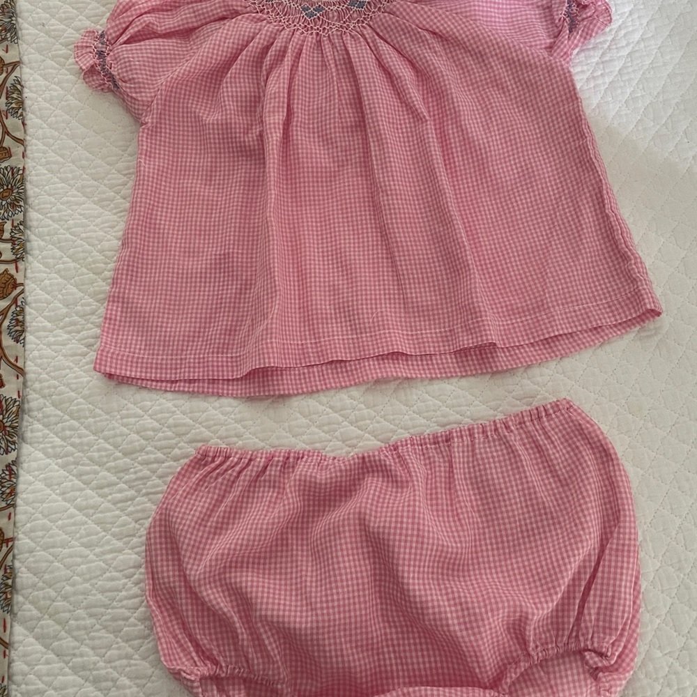 Pink Gingham Baby Outfit